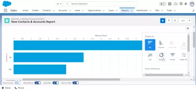 快速添加图表以在SalesForce Ligthning中进行报告 : 选择图表类型并从条形切换为甜甜圈