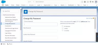 સેલ્સફોર્સ પાસવર્ડ નીતિઓ સાથે વપરાશકર્તા પાસવર્ડને સરળતાથી કેવી રીતે બદલવો અથવા ફરીથી સેટ કરવો? : વપરાશકર્તા સેટિંગ્સમાં મારો પાસવર્ડ વિકલ્પ બદલો