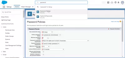 How to easily change or reset user password with SalesForce password policies? : Setting password policies