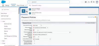 Conas pasfhocal úsáideora a athrú go héasca nó a athshocrú le beartais phasfhocal SalesForce? : Polasaithe pasfhocal a shocrú