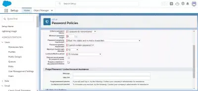 Comment changer ou réinitialiser facilement un mot de passe d'utilisateur avec les stratégies de mot de passe SalesForce? : Mot de passe oublié et message personnalisé d'assistance de compte verrouillé