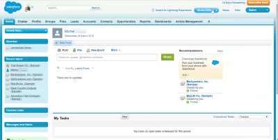 Snadné SalesForce klasické kroky Lightning migrace : Uživatelské menu pod uživatelským jménem