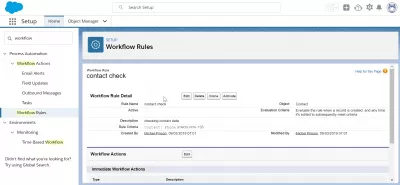 Як створити робочий процес в SalesForce? : Worlkflow створене правило в SalesForce Lightning