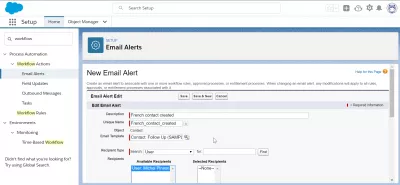 How to create a workflow in SalesForce? : Edition of an email alert