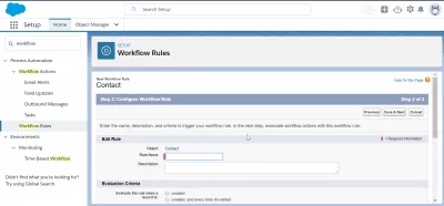Kuidas luua töövoo * SalesForce'i *? : Töövoo reeglite põhiteave