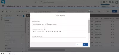 Як створити звіт у SalesForce? : Збереження нового звіту