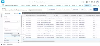 Cum se creează un raport în SalesForce? : Glisați și plasați un nume de coloană pentru al adăuga în raport