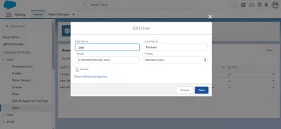 SalesForce: delete user in few easy steps : Edit user active checkbox in edit user menu