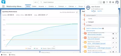 Kako doći do sigurnosnog znaka u SalesForce Lightning? : Primjer interfejsa SalesForce: izbornik postavki ispod korisničke avatar