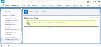 Cum să obții simbolul de securitate în SalesForce Lightning? : Exemplu de interfață Forta de vanzare: verificați mesajul dvs. de e-mail