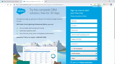 How much does a SalesForce license cost? : SalesForce free trial registration form