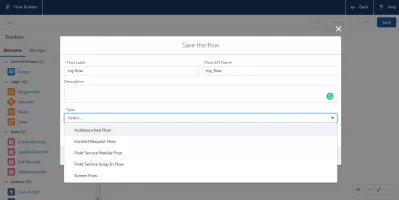 SalesForce: Jak aktywować przepływ w narzędziu do tworzenia przepływów SalesForce? : Zapisywanie przepływu w narzędziu do tworzenia przepływów