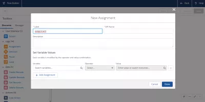 SalesForce：SalesForceフロービルダーでフローをアクティブにする方法 : フロービルダーでの新しい割り当ての作成