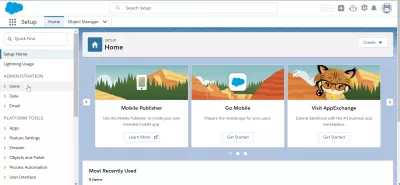 Hvordan at tilføje brugere i SalesForce Lightning? : Brugere menuen under administration indstillinger i Sales Force opsætning