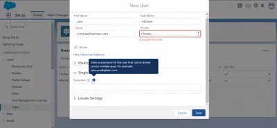 How to add users in SalesForce Lightning? : Single sign-on advanced options