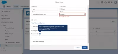 Kako dodati korisnika u SalesForce Lightning? : Napredne opcije jednostruke prijave