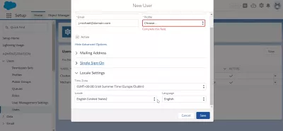 How to add users in SalesForce Lightning? : Locale settings advanced options