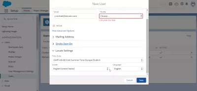 ఎలా లో SalesForce మెరుపు వినియోగదారులు జోడించడానికి? : లొకేల్ సెట్టింగులు అధునాతన ఎంపికలు