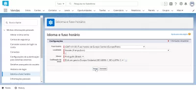 Salesforce Lightningの言語を変更する方法 : SalesForceLightningインターフェイスがポルトガル語で表示された