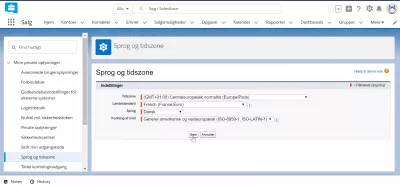 Kako promijeniti jezik u SalesForce munji? : SalesForceLightning tnterface prikazan na danskom jeziku