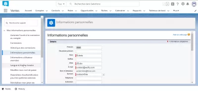 How To Change Language In SalesForce Lightning? : Language and time zone menu under my personal information