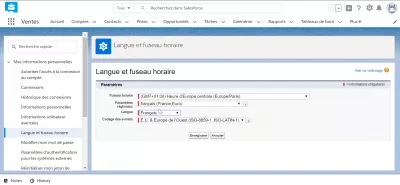 Salesforce Lightningの言語を変更する方法 : インターフェース言語選択ボックス