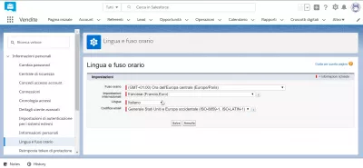 Salesforce Lightningの言語を変更する方法 : SalesForceLightningインターフェースがイタリア語で表示された