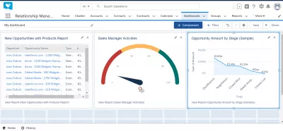 Hvordan lage et dashbord i SalesForce Lightning? : Dashboard med flere diagrammer og et bord