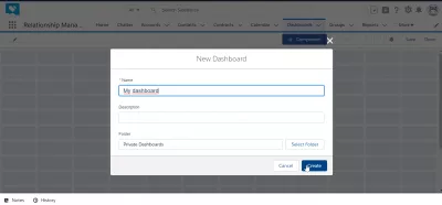 Hvordan lage et dashbord i SalesForce Lightning? : Ny skjermbilde for oppsett av dashbord