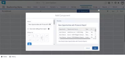 How to create a dashboard in SalesForce Lightning? : Add component report chart settings
