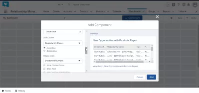 How to create a dashboard in SalesForce Lightning? : Component creation sort column and displayed unites options