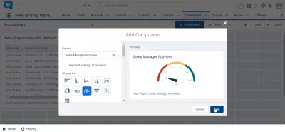 SalesForce Lightning'de bir gösterge tablosu nasıl oluşturulur? : Bileşen oluşturma formunda görüntülenen bileşen önizlemesi