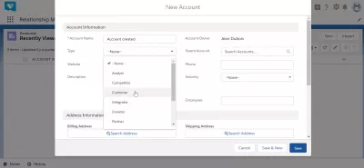 Sådan oprettes en konto i SalesForce Lightning? : Valg af kontotype