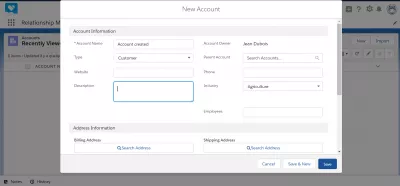 How to create an account in SalesForce Lightning? : Filling in the account information