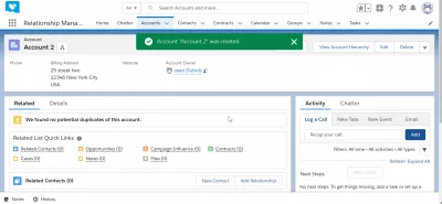How to create an account in SalesForce Lightning? : Account creation success message