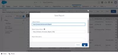 Comment exporter des contacts de SalesForce Lightning? : Enregistrement du rapport avec les contacts à exporter