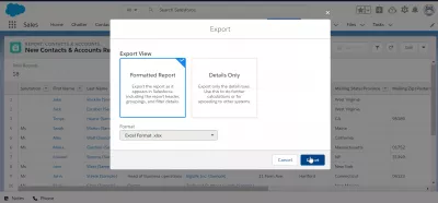 Sådan eksporteres kontakter fra SalesForce Lightning? : Eksporter kontaktpersoner rapport til Excel