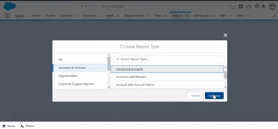 Comment exporter des contacts de SalesForce Lightning? : Continuer avec la création de rapports sur les contacts et les comptes