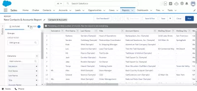 Comment exporter des contacts de SalesForce Lightning? : Recherche de l'option de filtres pour le rapport de contacts à exporter vers Excel