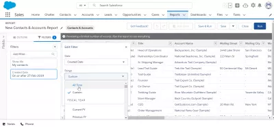 How to export contacts from SalesForce Lightning? : Contacts report criteria selection