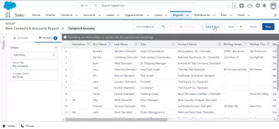 Comment exporter des contacts de SalesForce Lightning? : Bouton Enregistrer et exécuter le rapport