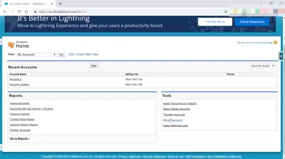 Kako spojiti račune u SalesForce Classic? : Spoji račune na alate kontrolne table računa