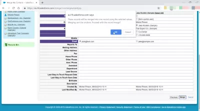 Cara menggabungkan kontak di SalesForce Classic? : Penggabungan kontak di SalesForce klasik