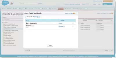 *Siły sprzedaży*: How To Share A Report Or Dashboard? : Salesforce Classic Dashboard udostępnianie odbiorcy wyboru użytkowników