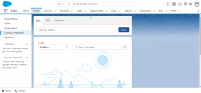 Salesforce Lightning: Как да използвам чат (и защо) : Създайте нова публикация на фирмените акценти на Chatter Company