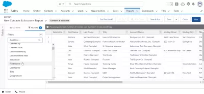 Com utilitzar la lògica del filtre a Salesforce : Afegint una nova lògica de filtre pel camp de nom