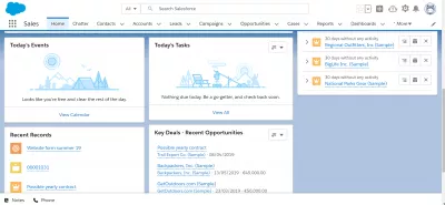 How to use SalesForce Lightning? : Today's events, today's tasks, recent recods and key deals with recent opportunities