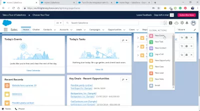 Cum se folosește fulgerul SalesForce? : Acțiuni globale acces rapid