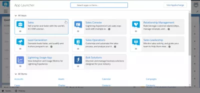 Làm thế nào để sử dụng SalesForce? : Ví dụ về giao diện Lực lượng bán hàng của trình khởi chạy ứng dụng
