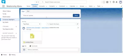 Si të përdorim SalesForce? : Shembull i ndërfaqes Salesforce: modul chatter